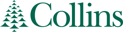Collins company logo, FSC-certified wood products, sustainable forestry management