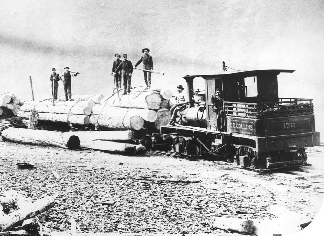 Collins history timeline, Fox Creek Tram, historical photo